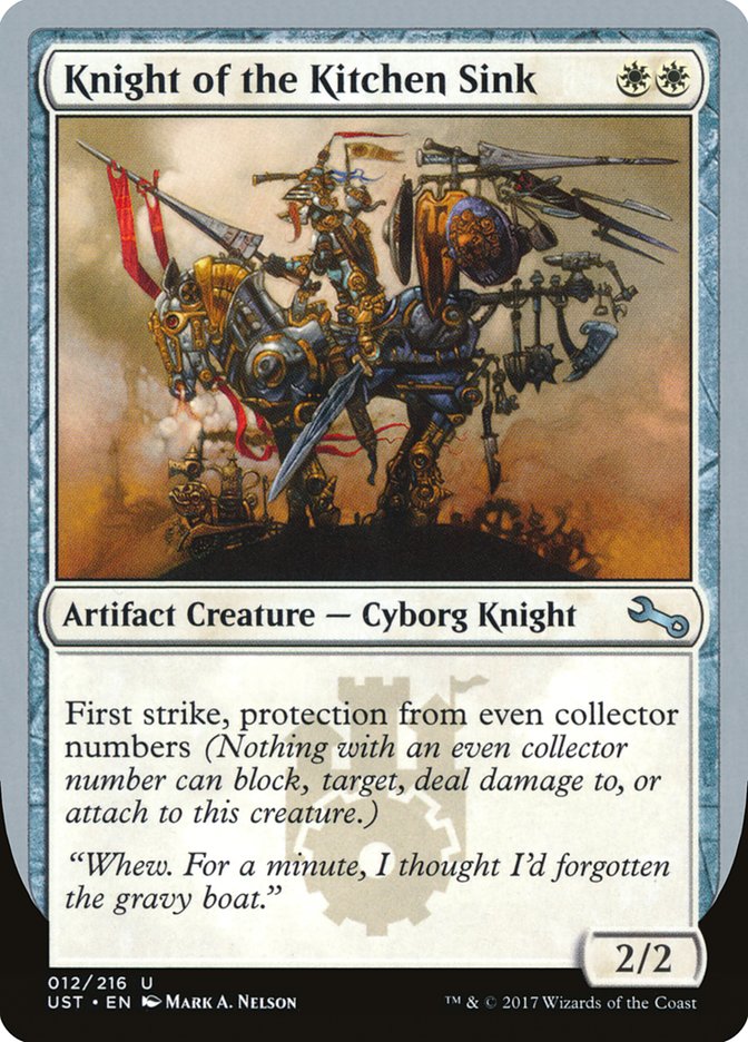 Knight of the Kitchen Sink ("protection from even collector numbers") [Unstable] | Gate City Games LLC