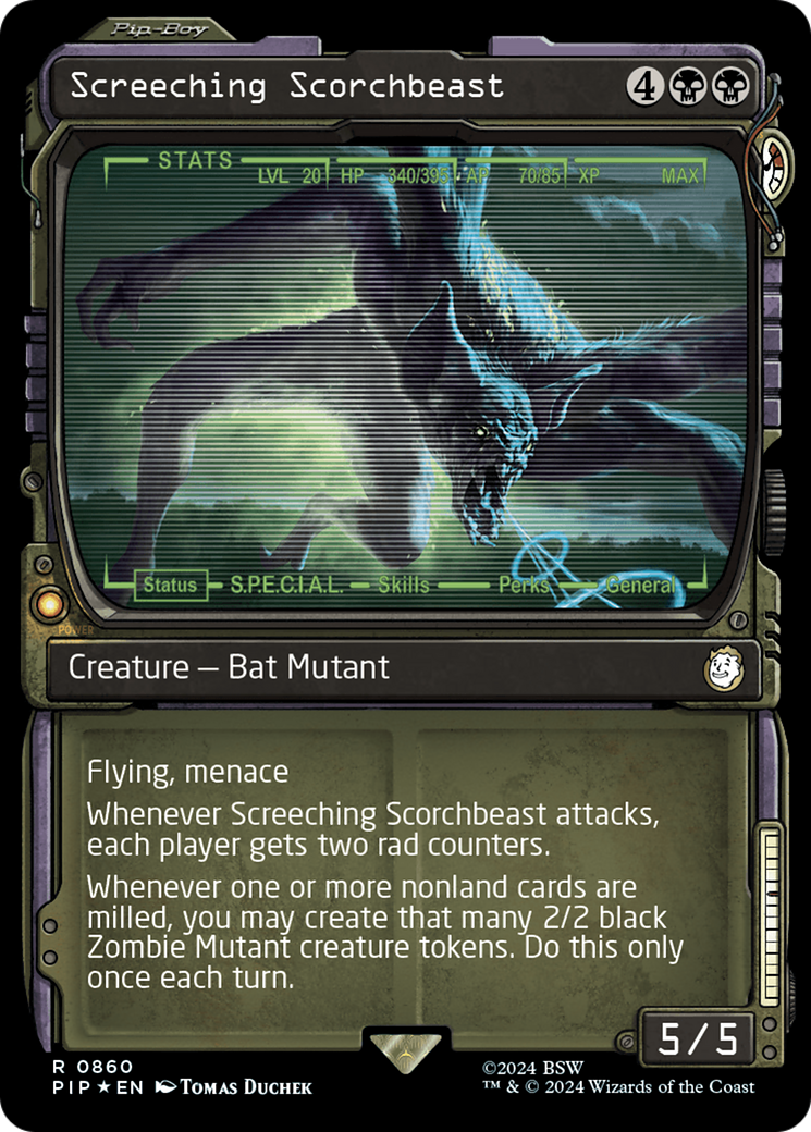 Screeching Scorchbeast (Showcase) (Surge Foil) [Fallout] | Gate City Games LLC
