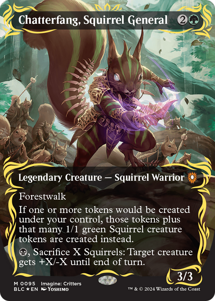 Chatterfang, Squirrel General (Borderless) (Raised Foil) [Bloomburrow Commander] | Gate City Games LLC