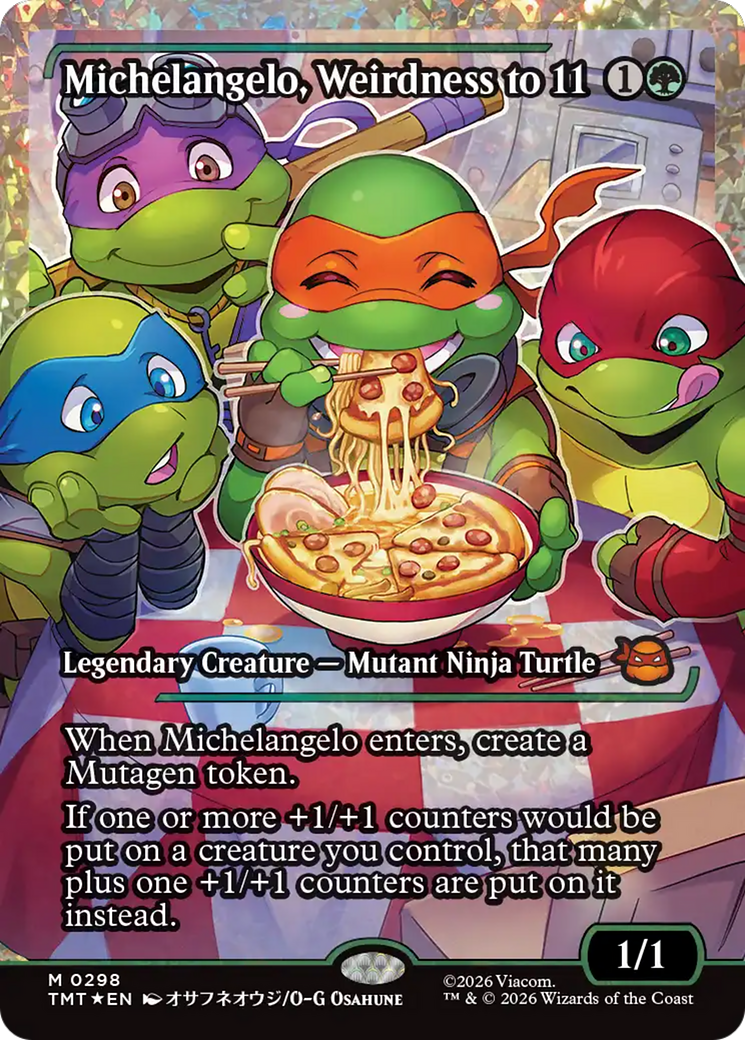 Michelangelo, Weirdness to 11 (Showcase) (Fracture Foil) [Teenage Mutant Ninja Turtles] | Gate City Games LLC