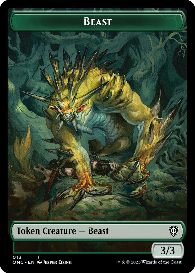 Poison Counter // Beast Double-Sided Token [Phyrexia: All Will Be One Commander Tokens] | Gate City Games LLC
