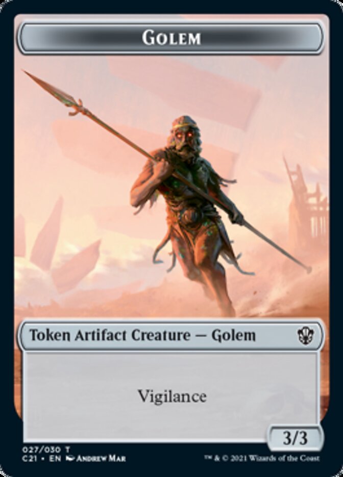 Golem (027) // Thopter Double-Sided Token [Commander 2021 Tokens] | Gate City Games LLC