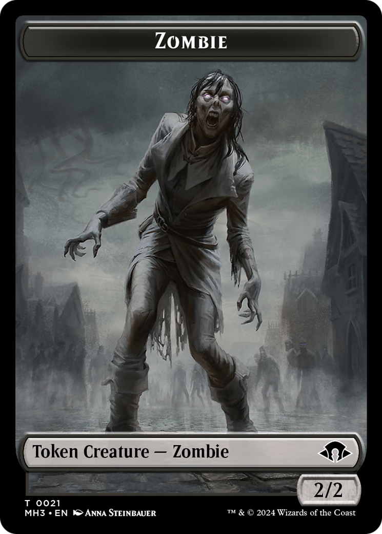 Insect (0043) (Ripple Foil) // Zombie Double-Sided Token [Modern Horizons 3 Tokens] | Gate City Games LLC