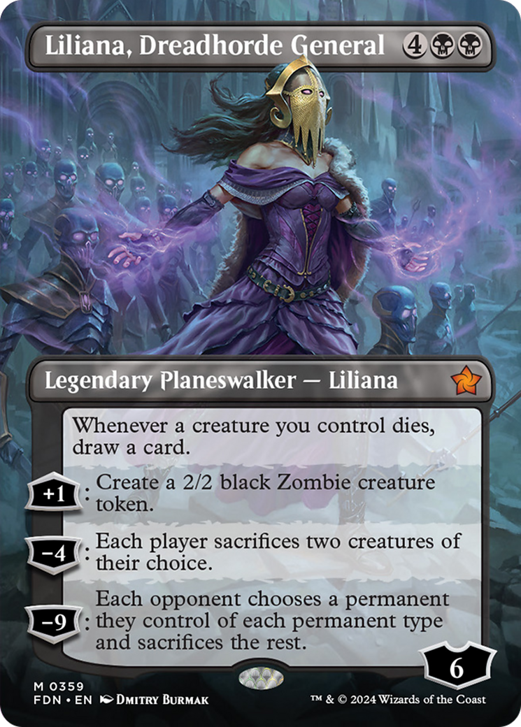 Liliana, Dreadhorde General (Borderless) [Foundations] | Gate City Games LLC