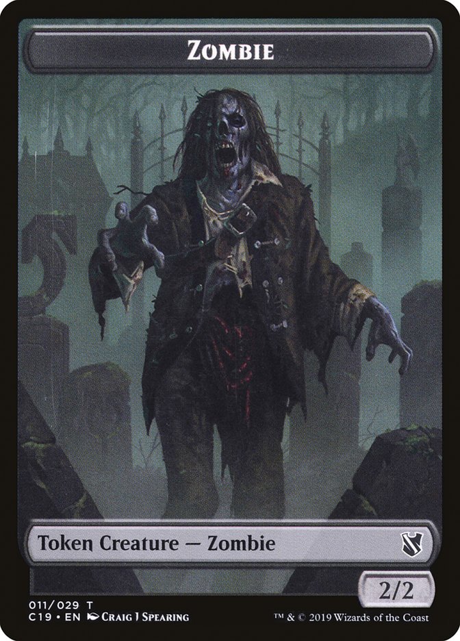 Zombie (010) // Zombie (011) Double-Sided Token [Commander 2019 Tokens] | Gate City Games LLC