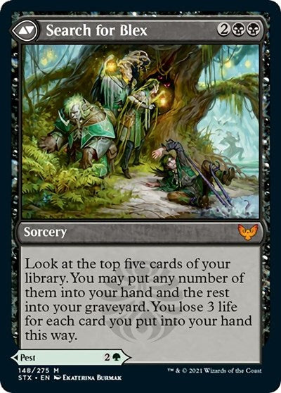 Blex, Vexing Pest // Search for Blex [Strixhaven: School of Mages Prerelease Promos] | Gate City Games LLC