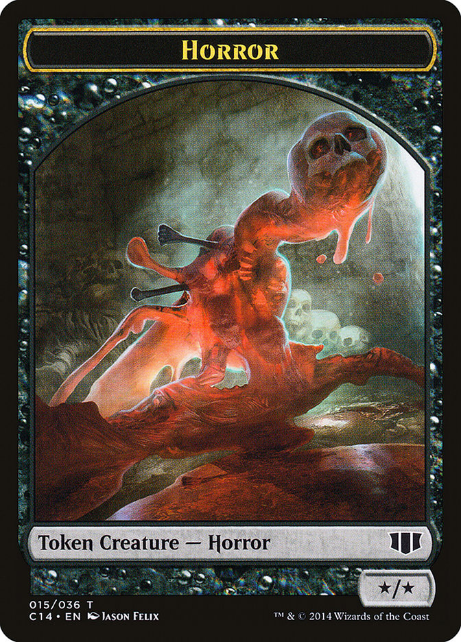 Horror // Zombie (016/036) Double-Sided Token [Commander 2014 Tokens] | Gate City Games LLC