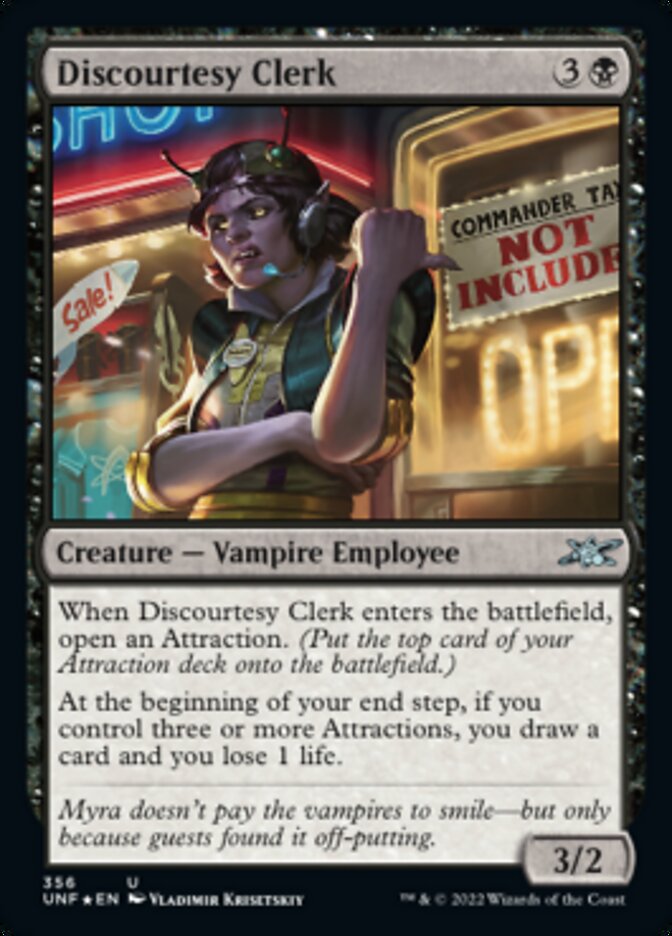 Discourtesy Clerk (Galaxy Foil) [Unfinity] | Gate City Games LLC