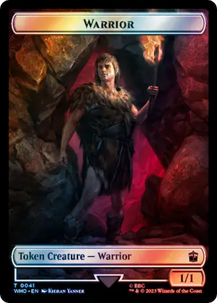 Warrior // Cyberman Double-Sided Token (Surge Foil) [Doctor Who Tokens] | Gate City Games LLC