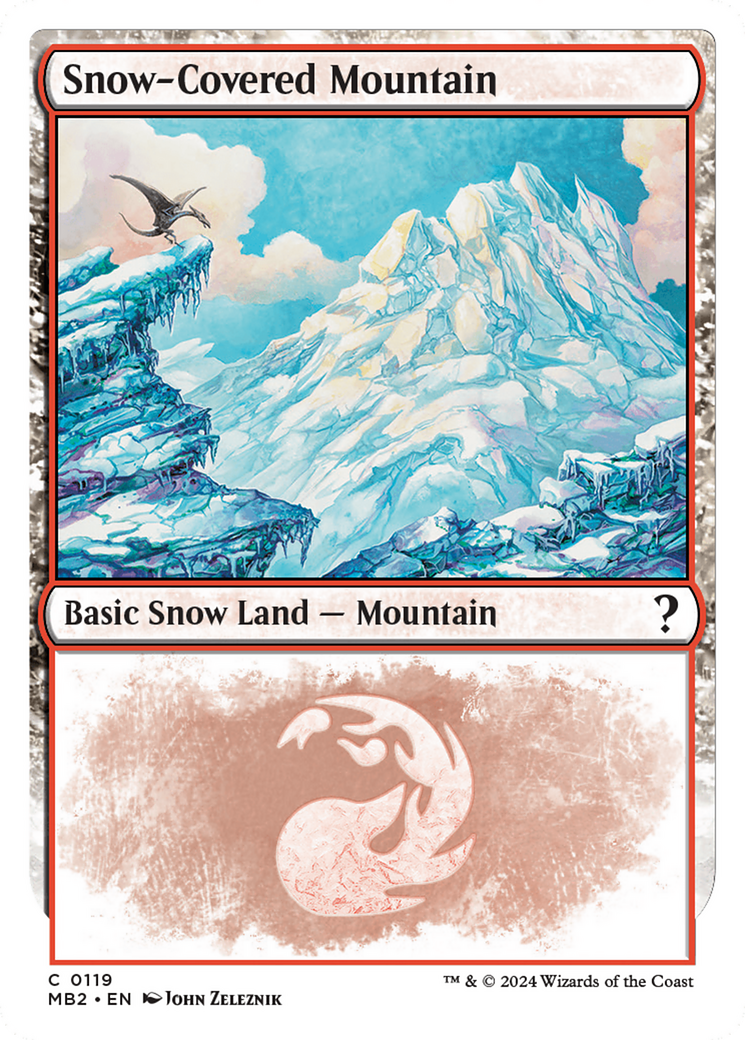 Snow-Covered Mountain (White Border) [Mystery Booster 2] | Gate City Games LLC