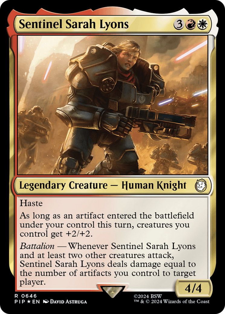 Sentinel Sarah Lyons (Surge Foil) [Fallout] | Gate City Games LLC