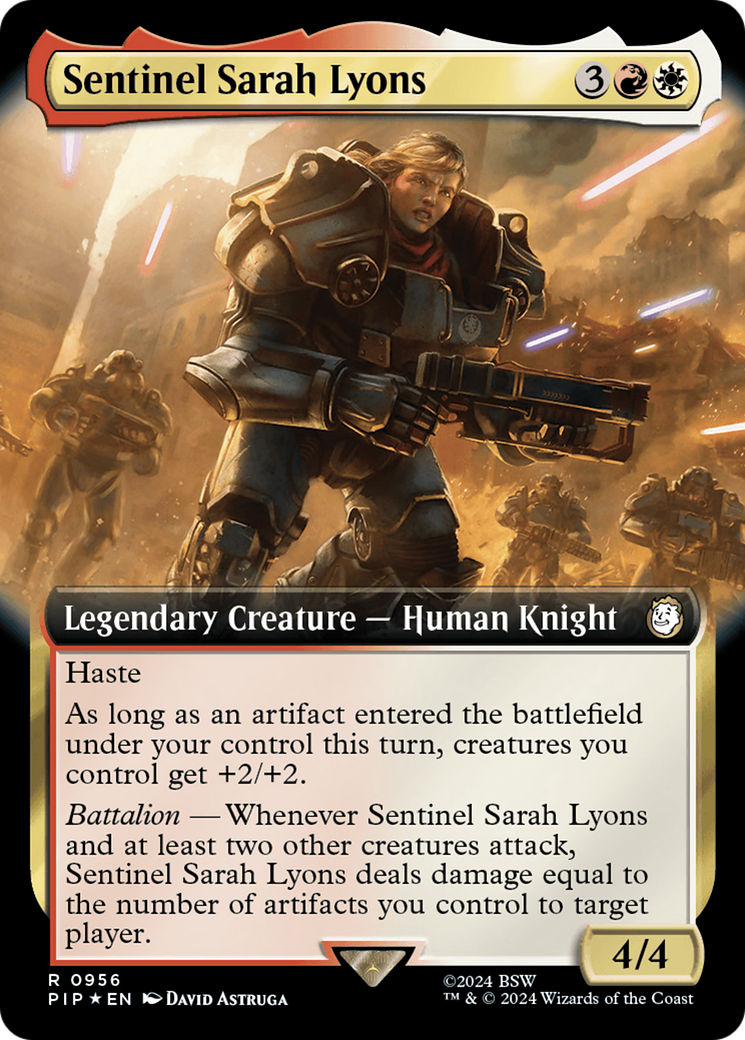 Sentinel Sarah Lyons (Extended Art) (Surge Foil) [Fallout] | Gate City Games LLC