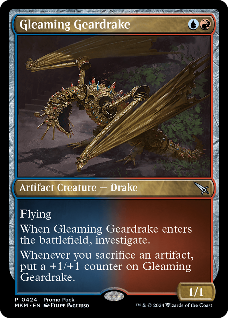 Gleaming Geardrake (Promo Pack) [Murders at Karlov Manor Promos] | Gate City Games LLC