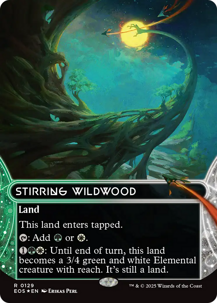 Stirring Wildwood (0129) (Borderless) (Galaxy Foil) [Edge of Eternities: Stellar Sights] | Gate City Games LLC