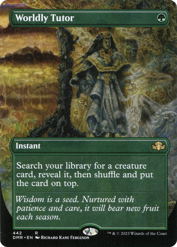 Worldly Tutor (Borderless Alternate Art) [Dominaria Remastered] | Gate City Games LLC