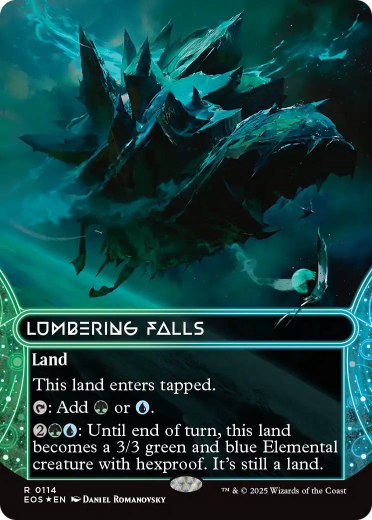 Lumbering Falls (0114) (Borderless) (Galaxy Foil) [Edge of Eternities: Stellar Sights] | Gate City Games LLC