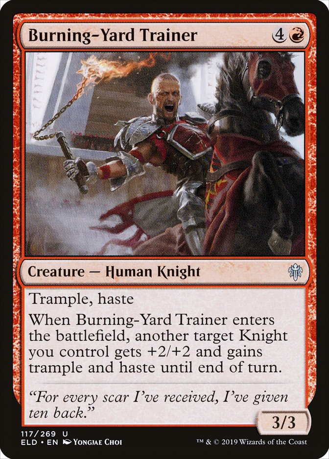 Burning-Yard Trainer [Throne of Eldraine] | Gate City Games LLC