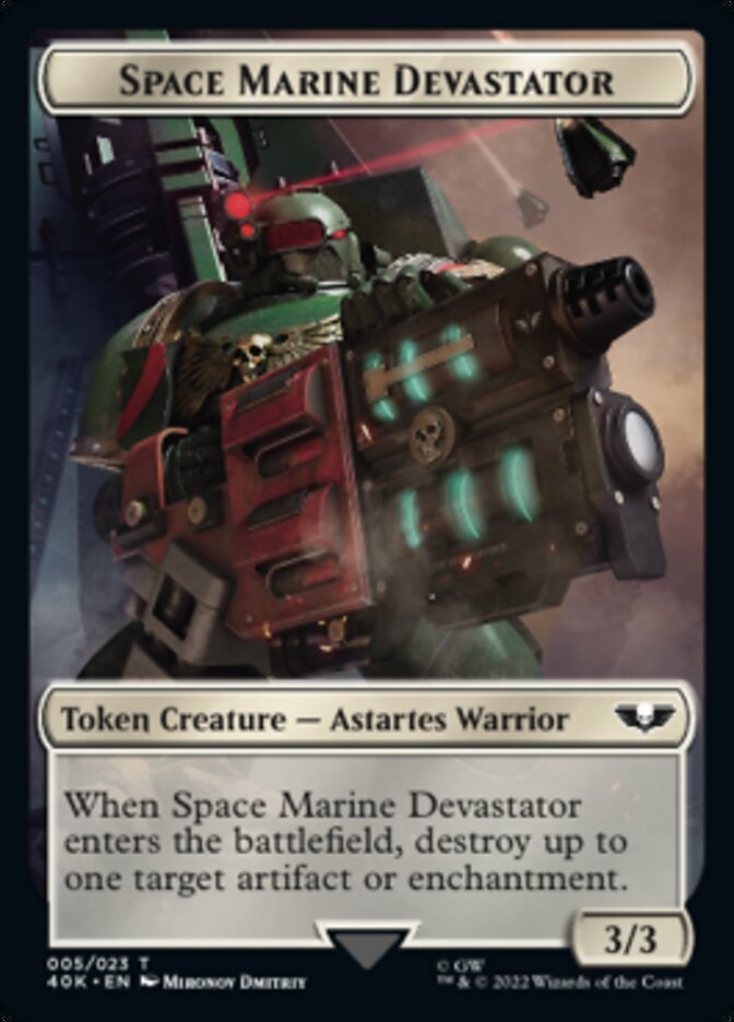 Soldier (002) // Space Marine Devastator Double-Sided Token (Surge Foil) [Warhammer 40,000 Tokens] | Gate City Games LLC