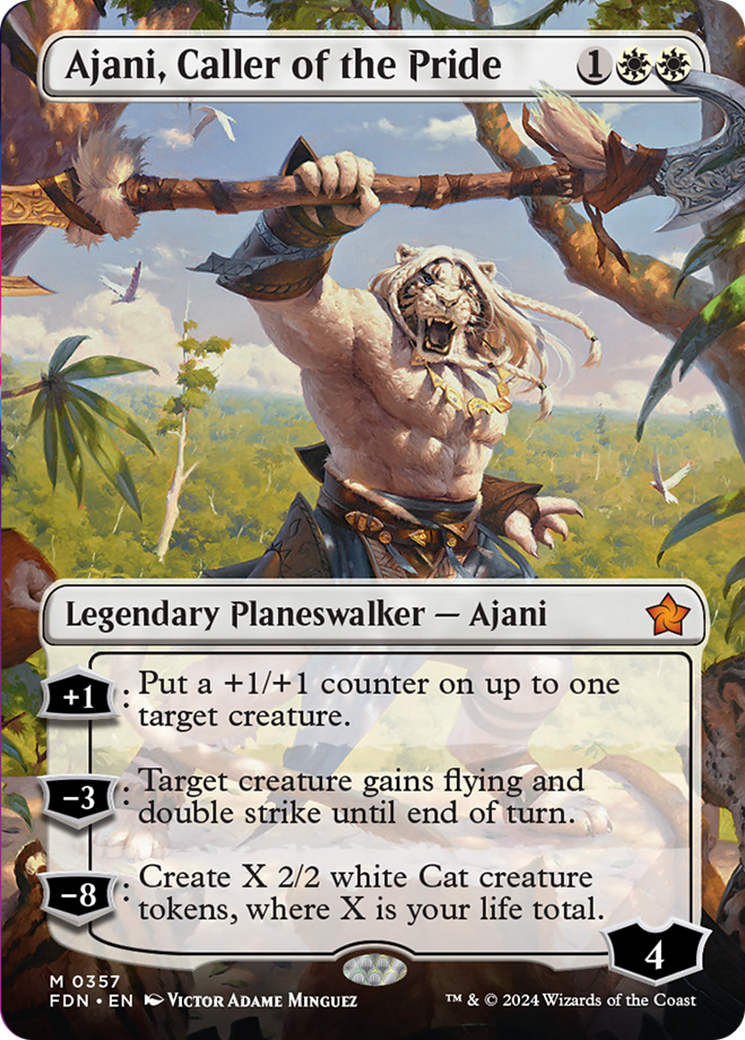 Ajani, Caller of the Pride (Borderless) [Foundations] | Gate City Games LLC