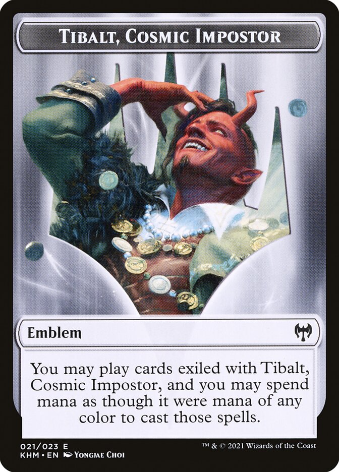 Elf Warrior // Tibalt, Cosmic Impostor Emblem Double-Sided Token [Kaldheim Tokens] | Gate City Games LLC