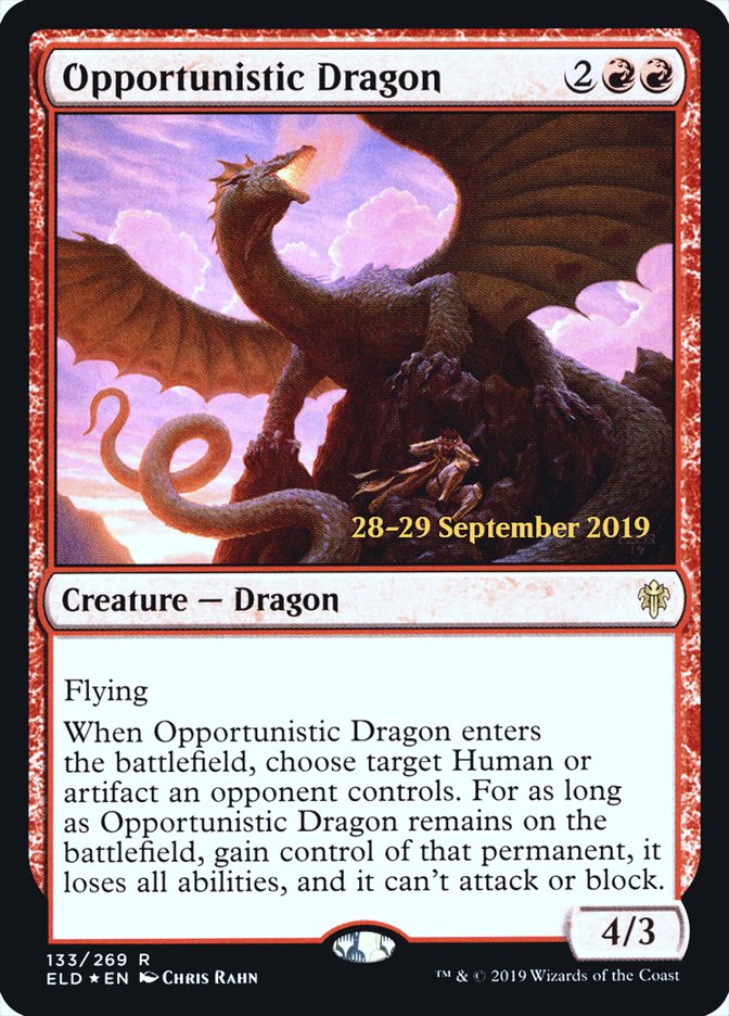 Opportunistic Dragon [Throne of Eldraine Prerelease Promos] | Gate City Games LLC