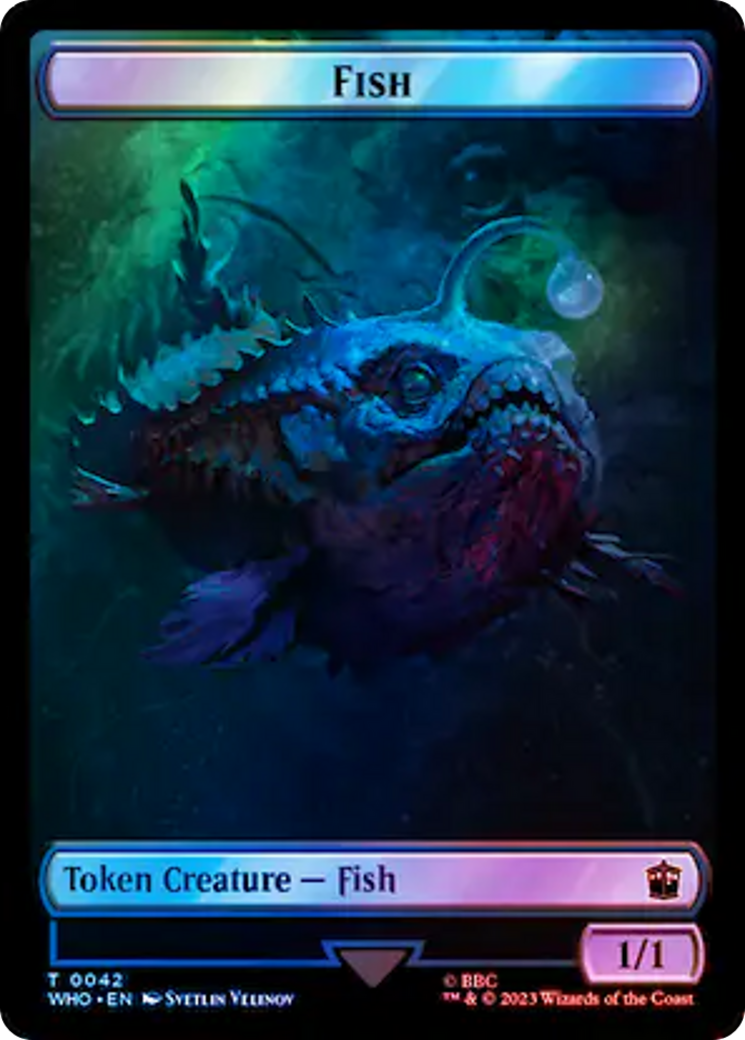 Fish // Alien Salamander Double-Sided Token (Surge Foil) [Doctor Who Tokens] | Gate City Games LLC