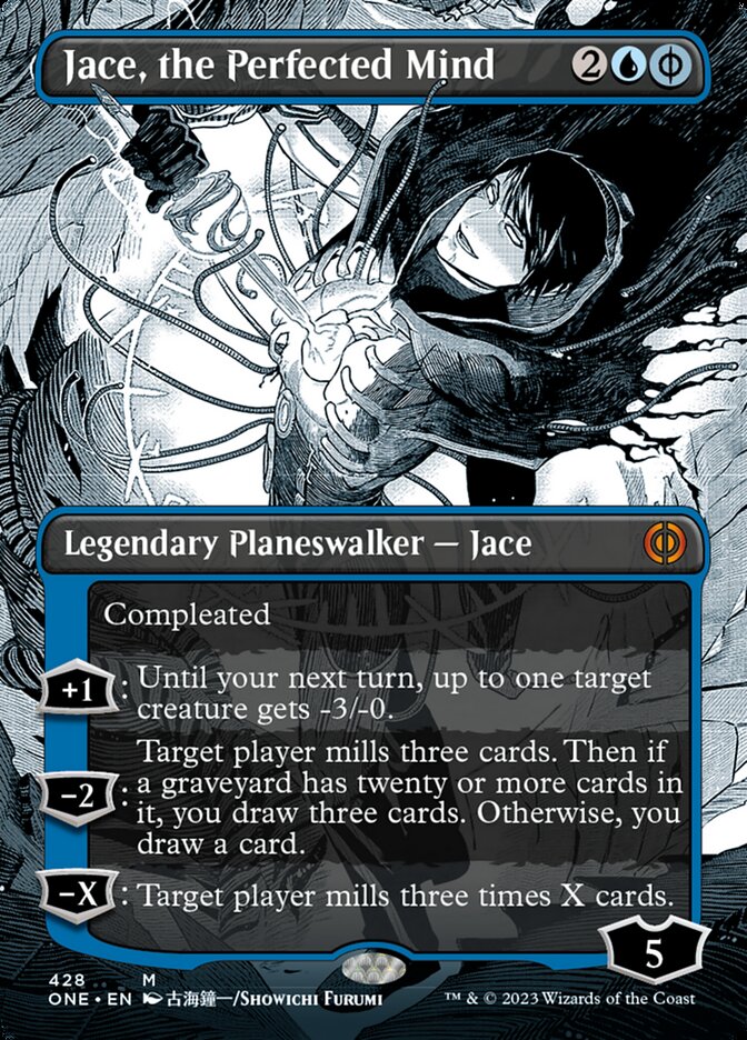 Jace, the Perfected Mind (Borderless Manga Step-and-Compleat Foil) [Phyrexia: All Will Be One] | Gate City Games LLC