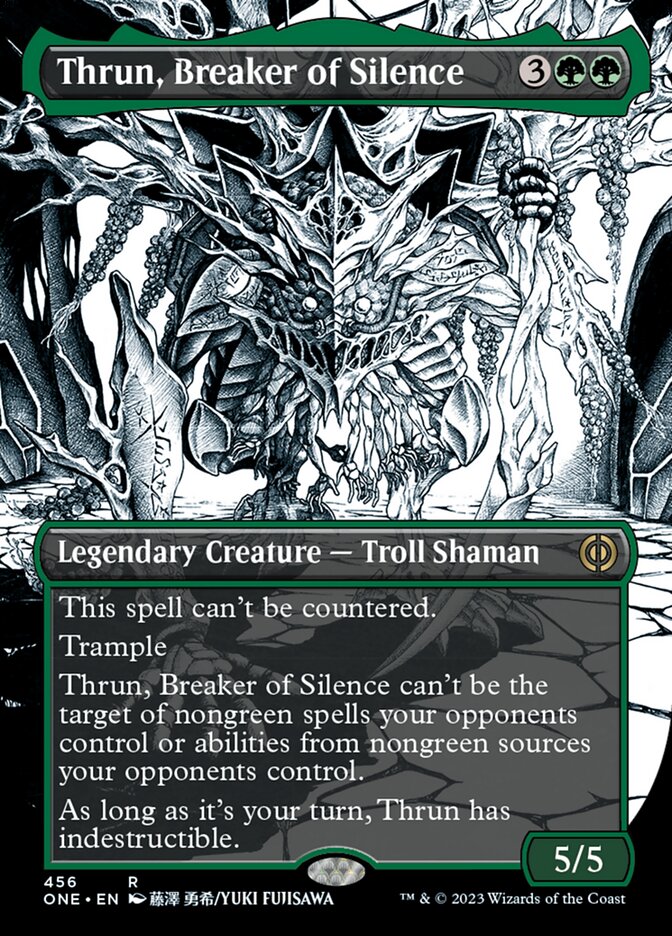 Thrun, Breaker of Silence (Borderless Manga Step-and-Compleat Foil) [Phyrexia: All Will Be One] | Gate City Games LLC