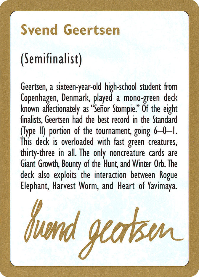 Svend Geertsen Bio [World Championship Decks 1997] | Gate City Games LLC