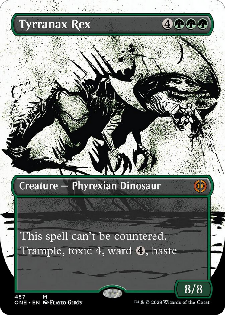 Tyrranax Rex (Borderless Ichor Step-and-Compleat Foil) [Phyrexia: All Will Be One] | Gate City Games LLC