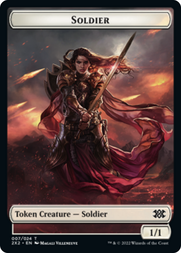 Worm // Soldier Double-sided Token [Double Masters 2022 Tokens] | Gate City Games LLC