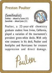 1996 Preston Poulter Biography Card [World Championship Decks] | Gate City Games LLC