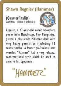 1996 Shawn "Hammer" Regnier Biography Card [World Championship Decks] | Gate City Games LLC