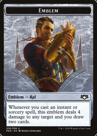 Emblem - Ral, Izzet Viceroy [Mythic Edition Tokens] | Gate City Games LLC