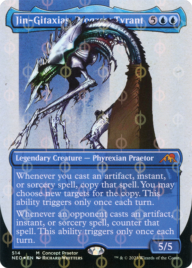 Jin-Gitaxias, Progress Tyrant (Borderless Concept Praetors Step-and-Compleat Foil) [Phyrexia: All Will Be One] | Gate City Games LLC