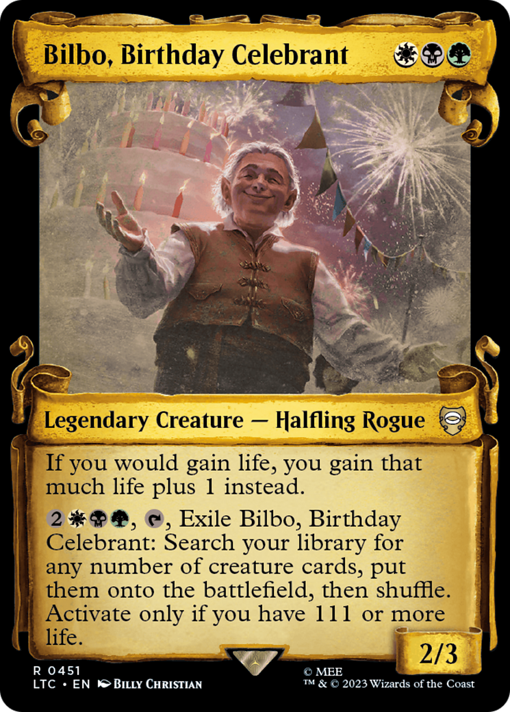 Bilbo, Birthday Celebrant [The Lord of the Rings: Tales of Middle-Earth Commander Showcase Scrolls] | Gate City Games LLC