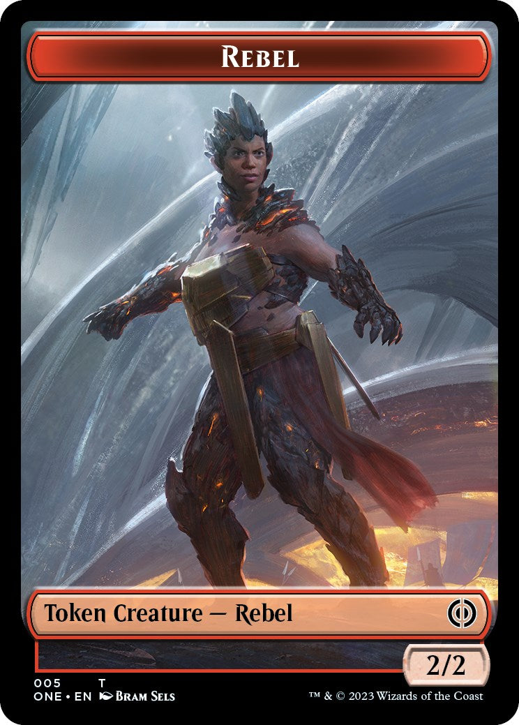 Rebel // Goblin Double-Sided Token [Phyrexia: All Will Be One Commander Tokens] | Gate City Games LLC