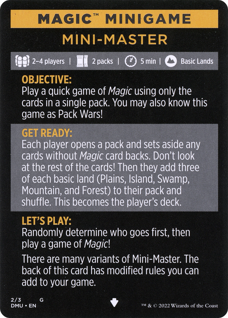 Mini-Master (Magic Minigame) [Commander Legends: Battle for Baldur's Gate Minigame] | Gate City Games LLC