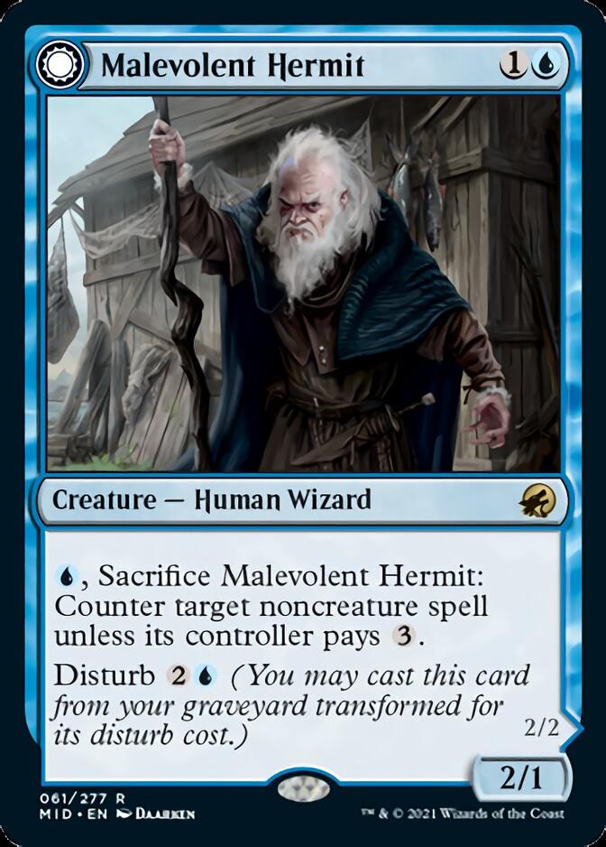 Malevolent Hermit // Benevolent Geist [Innistrad: Midnight Hunt] | Gate City Games LLC