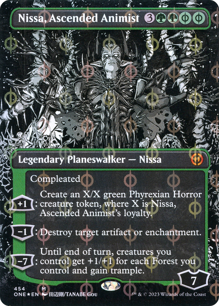 Nissa, Ascended Animist (Borderless Manga Step-and-Compleat Foil) [Phyrexia: All Will Be One] | Gate City Games LLC