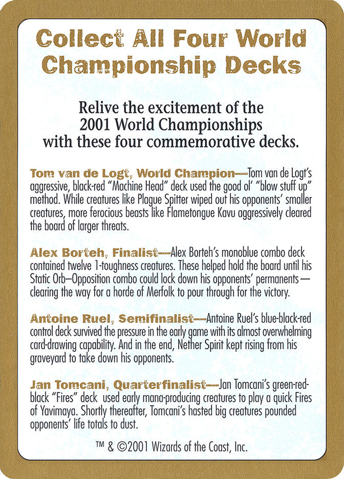 2001 World Championships Ad [World Championship Decks 2001] | Gate City Games LLC