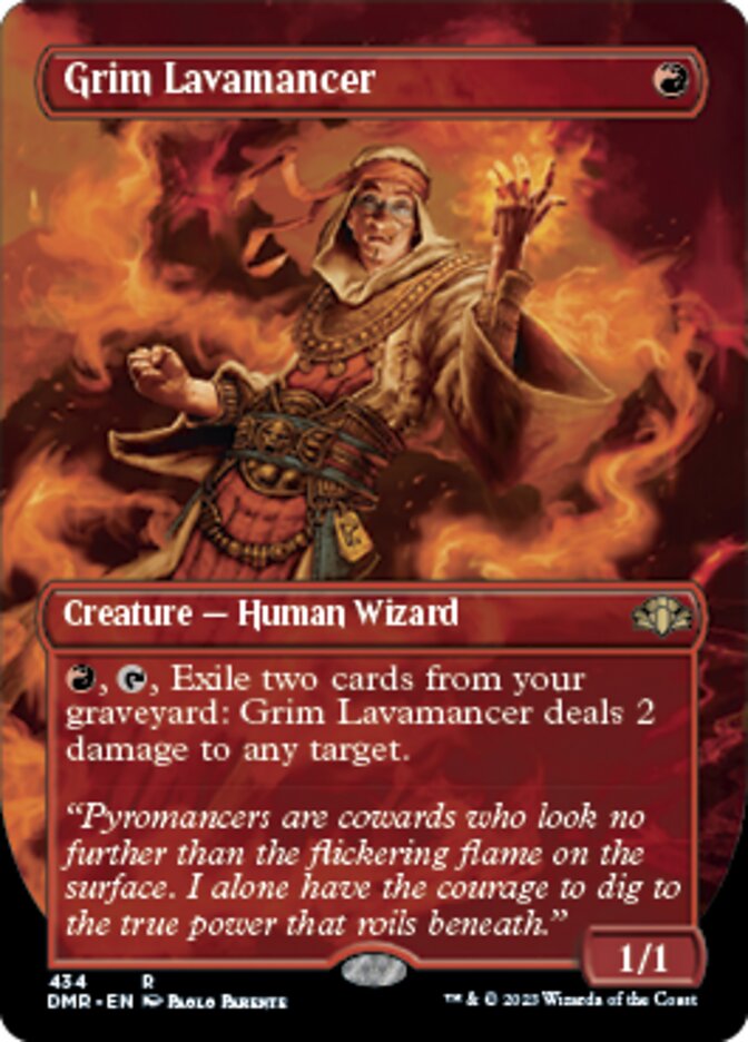Grim Lavamancer (Borderless Alternate Art) [Dominaria Remastered] | Gate City Games LLC