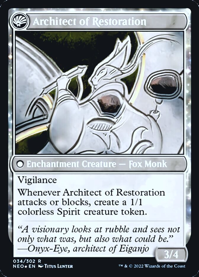 The Restoration of Eiganjo // Architect of Restoration [Kamigawa: Neon Dynasty Prerelease Promos] | Gate City Games LLC