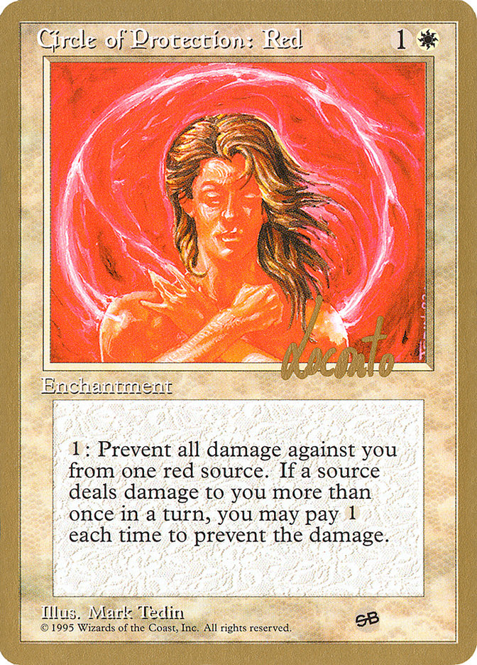 Circle of Protection: Red (Michael Loconto) (SB) (4ED) [Pro Tour Collector Set] | Gate City Games LLC