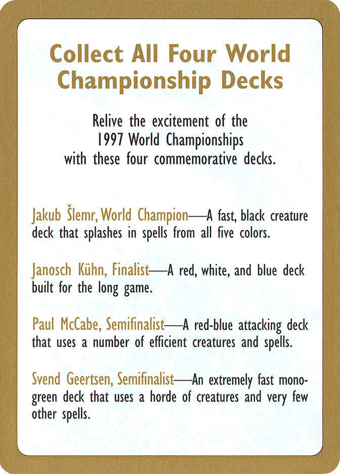 1997 World Championships Ad [World Championship Decks 1997] | Gate City Games LLC