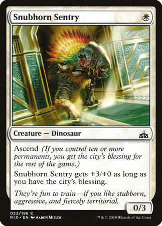Snubhorn Sentry [Rivals of Ixalan] | Gate City Games LLC