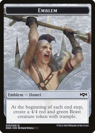 Emblem - Domri, Chaos Bringer [Ravnica Allegiance Tokens] | Gate City Games LLC