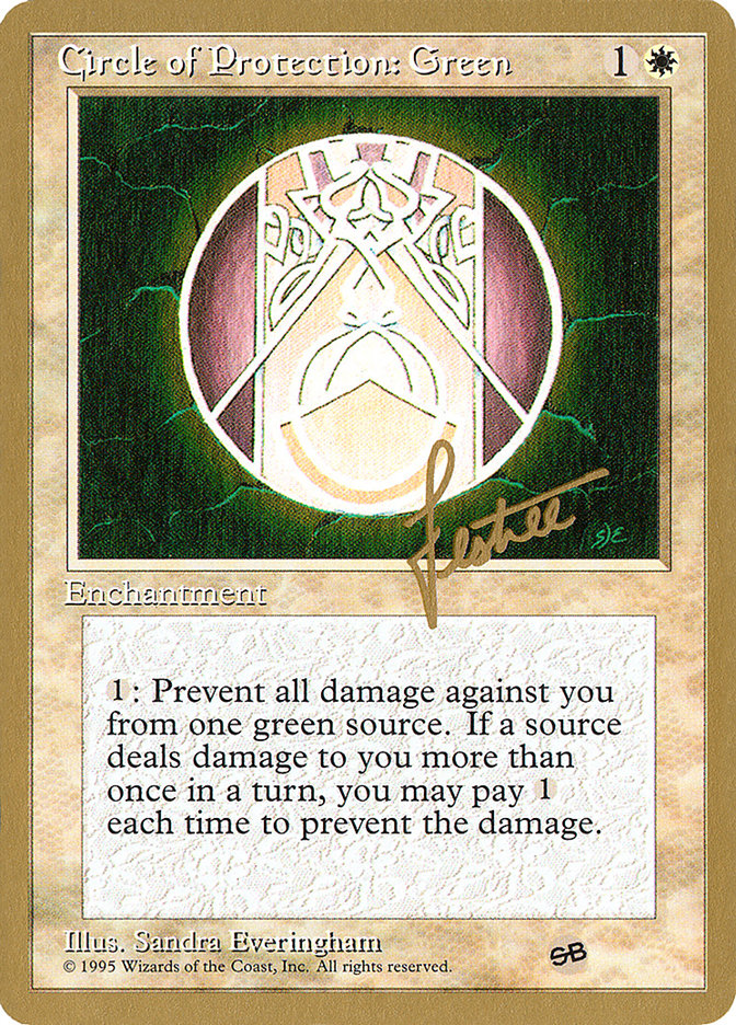 Circle of Protection: Green (Bertrand Lestree) (SB) (4ED) [Pro Tour Collector Set] | Gate City Games LLC