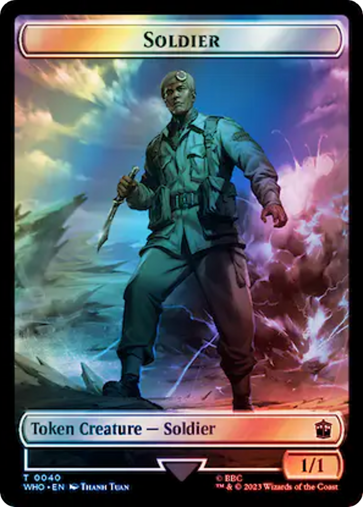 Soldier // Cyberman Double-Sided Token (Surge Foil) [Doctor Who Tokens] | Gate City Games LLC