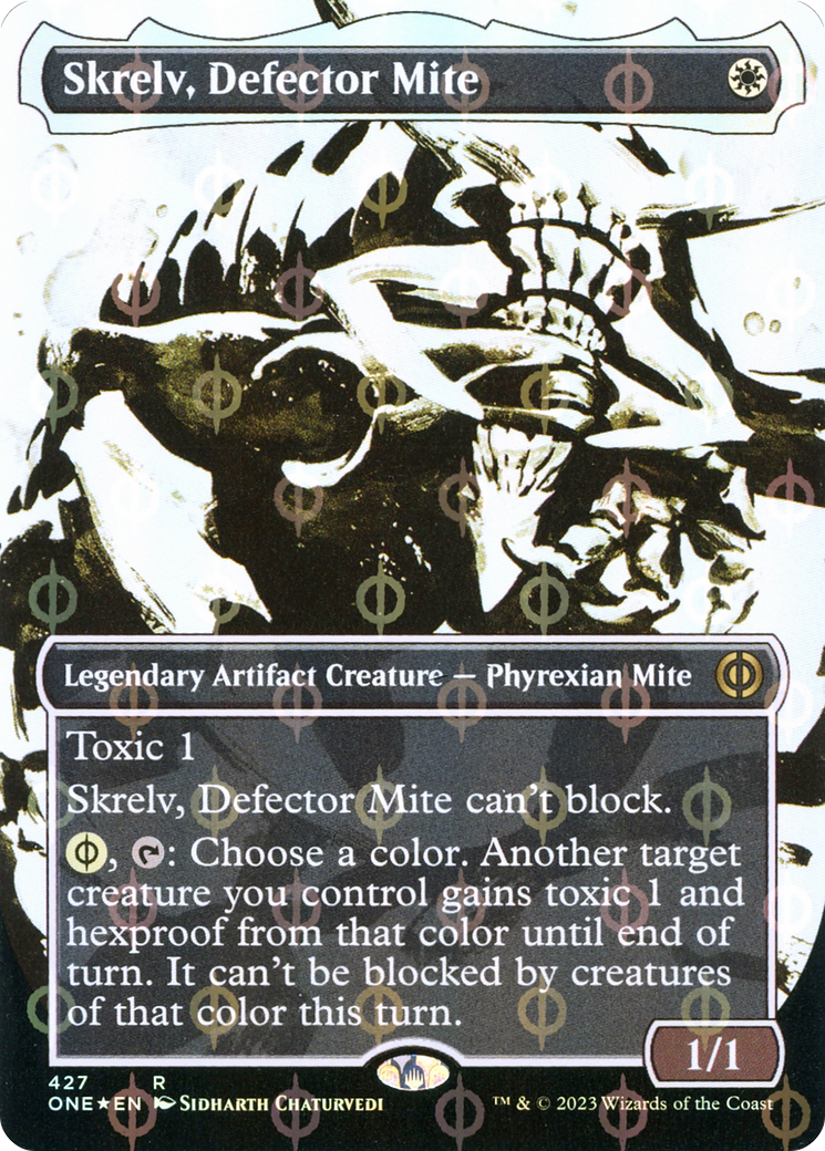 Skrelv, Defector Mite (Borderless Ichor Step-and-Compleat Foil) [Phyrexia: All Will Be One] | Gate City Games LLC